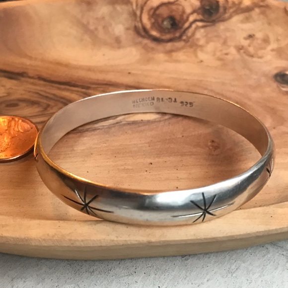 Sterling silver Taxco star bangle bracelet - Picture 2 of 6